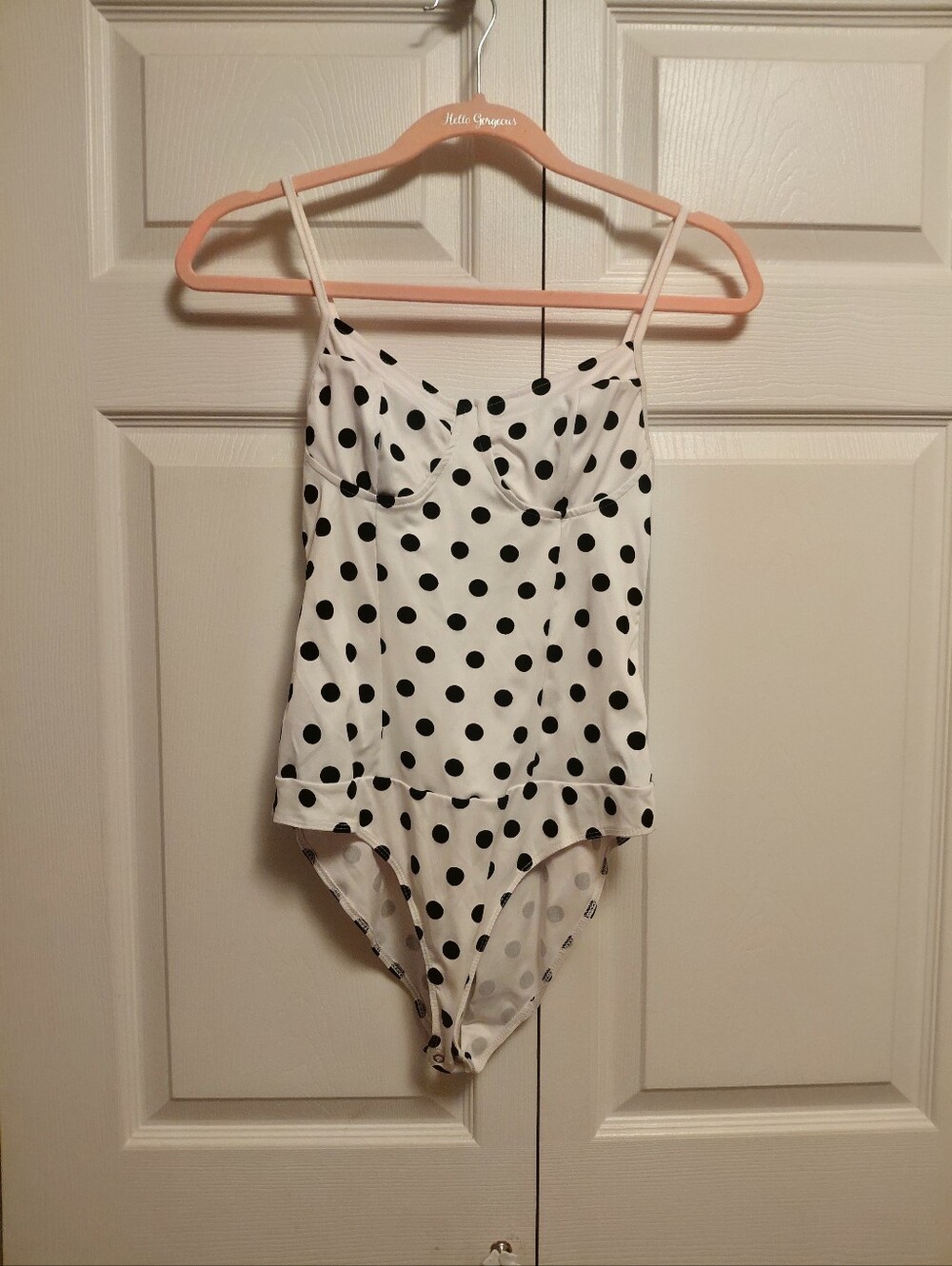 Zara Polka Dot Scoop Neck Bodysuit - White with Black Dots